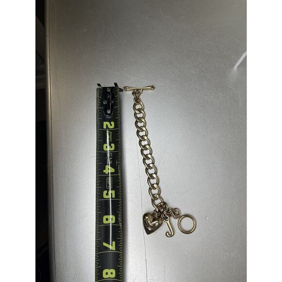 Juicy Couture Gold Chain Link Heart Toggle Bracelet J Charm Jewelry Y2K - Picture 4 of 4